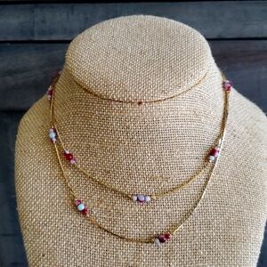 GOLD TONE SINGLE STRAND 30 INCH NECKLACE WITH BEADS